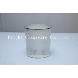 Sprayed color glass candle holder with painting logo