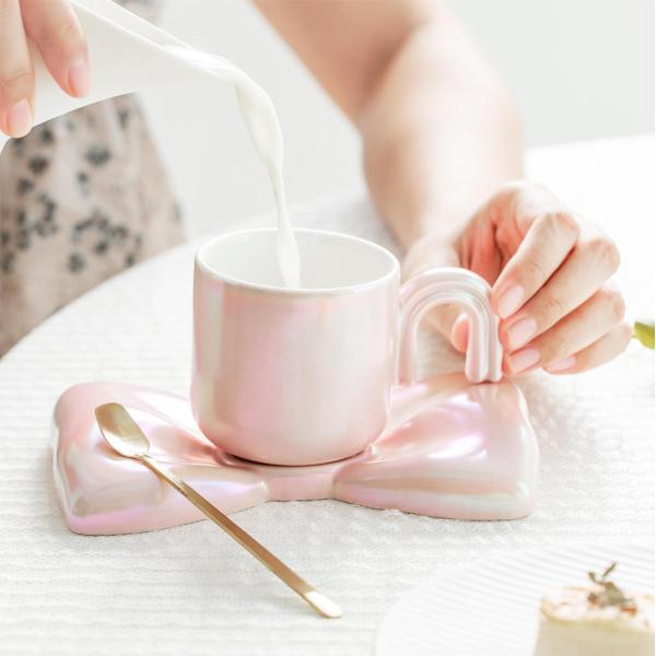 Quality Iridescent Ceramic Mug with Bow-Shaped Charm – Elevate Your Daily Rituals with Delicate Elegance for sale