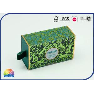 Green Stamping PET Drawer Paper Gift Package Box With Flocking Handle