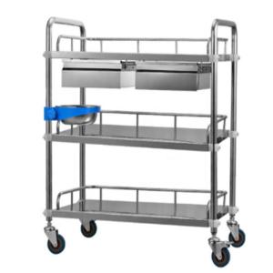 Wholesale Three Layers Medical Instrument Surgical Trolley Stainless Steel With Drawers from china suppliers