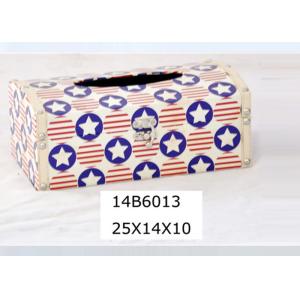 PU Leather Printing US Style MDF Wooden Tissue Box