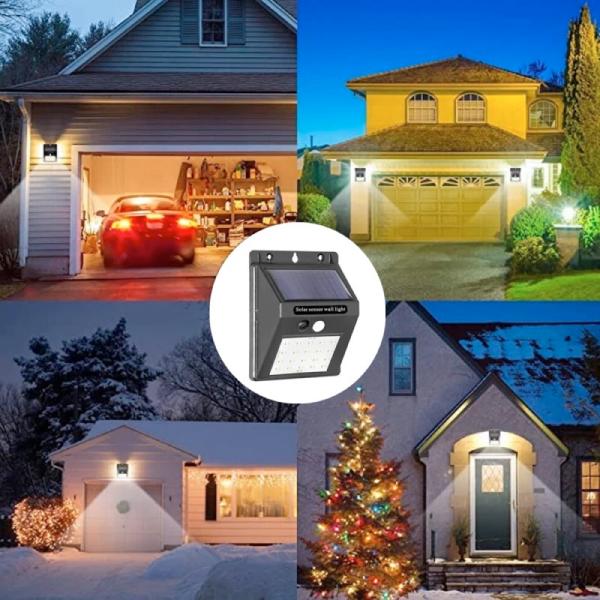 Efficient Black IP65 LED Outside Solar Wall Light Easy Installation