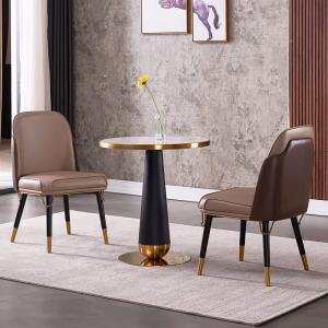 Round Negotiation Table With Marble Top And Stainless Steel Frame