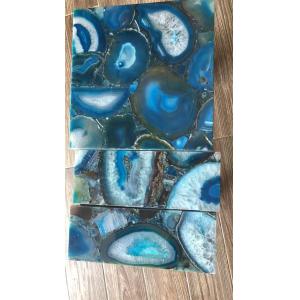 Custom Polished Blue Agate Backsplash Tile Semi Precious Stone Slabs