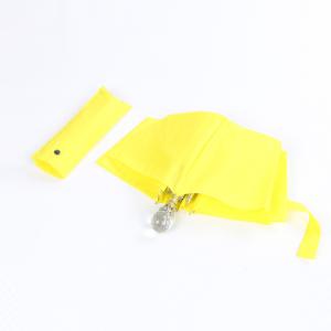 black yellow folding pongee three fold umbrella with stone handle