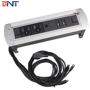 Electric Silver Desk Flip Up Power Data Socket And 3mm Panel Thickness