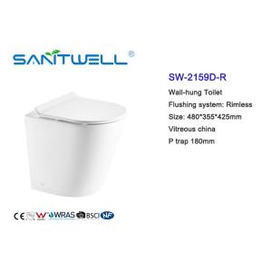 Bathroom Modern Wall Mounted WC Rimless Gravity Flushing Sewage Smooth