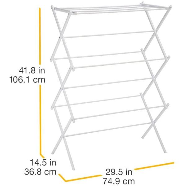 White Foldable Alloy Steel Clothes Drying Laundry Rack
