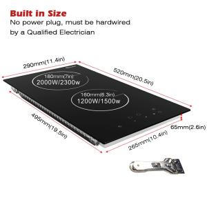 2 Burner Electric Cooktop 220V-240V Built In Induction Cooktop 12 Inch 3500W