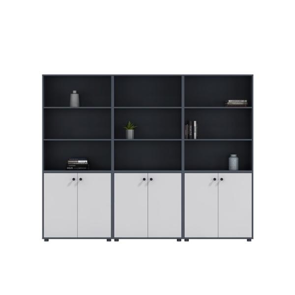 E1 Particle Board Modern Office Bookcases With Filing Cabinet Base Wood Framed 2000mm PVC