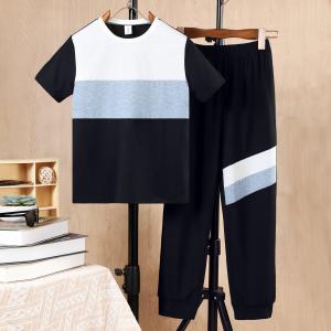 Casual Children Clothing Set Breathable With Short Sleeve Cartoon Pattern Type