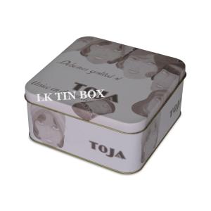 Durable Empty Christmas Halloween Square Cookie Tin Box With Press Open Lid