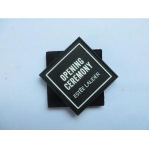 Custom Estee Lauder 3d Soft PVC Lapel Garment Label Black Color For Open