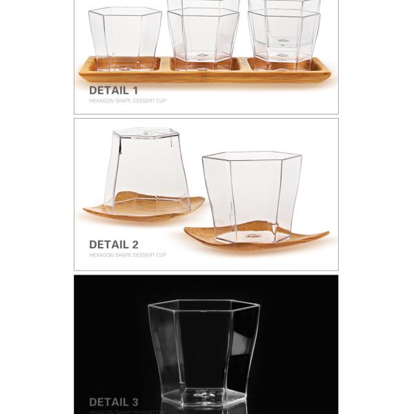 New style high quality transparent disposable plastic 60ml hexagon cup