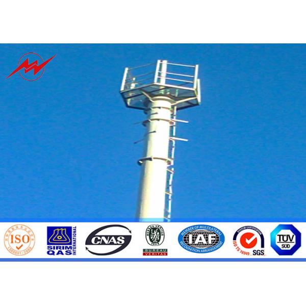 Conical 90ft Galvanized Mono Pole Tower , Mobile Communication Tower Three