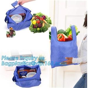 Logo printed eco friendly reusable polyester folding shopping bag for promotion