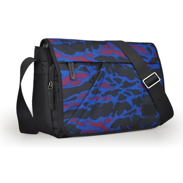 Customized Blue Nylon Travel Messenger Bag With Lots Of Pockets 32*23.5*9 Cm