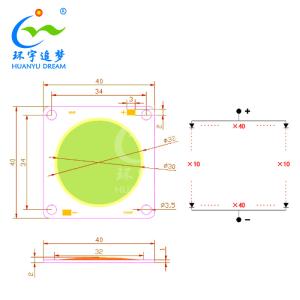 Green 100W LED COB Chip 3350mA 10000K Long Operating Life