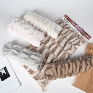 Luxurious Stripe Style 100% Polyester Elastic Faux Rabbit Fur for Home Textile