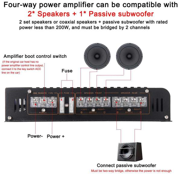 Direct Sale of New Model 1900.4 High Power Car Audio Amplifier 12V Aluminum Alloy In-Car Four-Way 4 Channel Crossovers