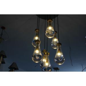 Rain Round Brass Crystal Chandelier with Adjustable Lord Demension D 153 cm