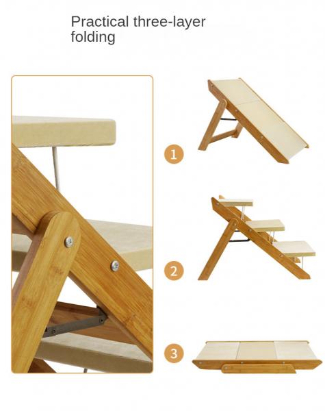 Non Slip 70cm Dog Step Ladder 3 Layers Wooden Wear Resistant
