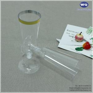 150ml Gold Rimmed Plastic Champagne Flutes -New Elegant Plastic Champagne Flutes