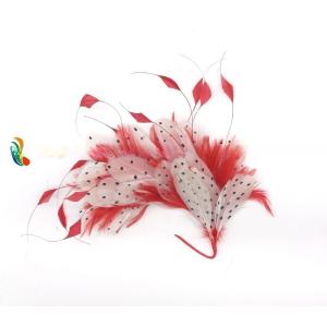 Wholesale Dyed Party Decoration Stripped Coque Feather and Goose Feather Flower Mount with Wire Accessory from china suppliers