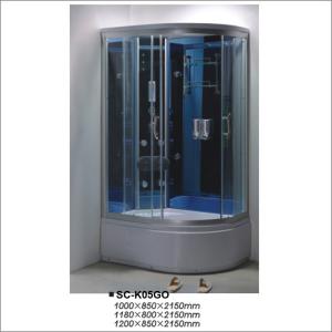 China Reversible Corner Steam Shower Cabin Tempered Glass Panel With Oval Shape Tray on sale