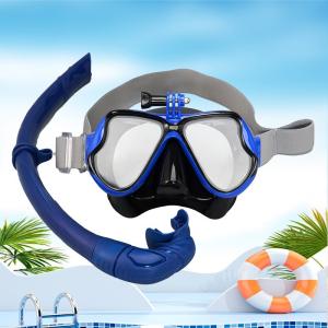 China Full Dry Snorkel Mask Silicone Scuba Mask With Camera Mount Tempered Glass on sale
