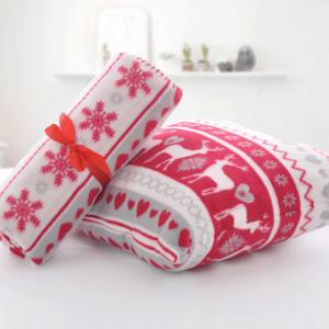 Christmas Red Snowflake Foldable Blanket Pillow Polar Fleece And Blanket Gift Set