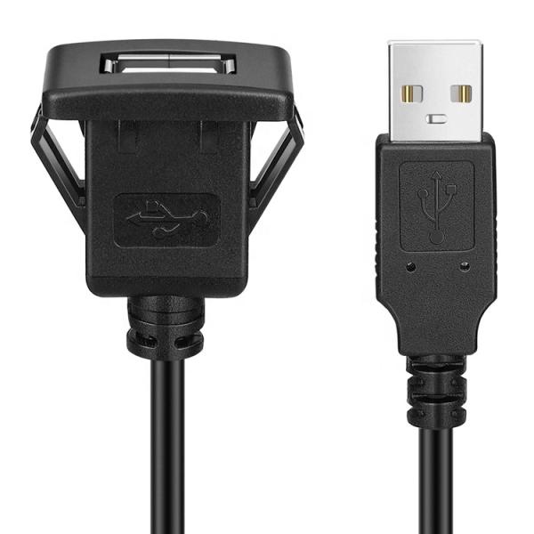 Snap Socket Dashboard Panel Male to Female USB Flush Mount Extension Cable
