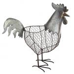 China Metal Chicken Wire Decorative Standing Provence Rooster Basket 18 Inch for sale