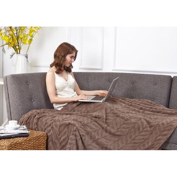 3D Embossed Fall Flannel Blanket Solid Color Soft Plush 100% Microfiber