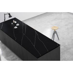 Natural Black Artificial Quartz Stone Slab with Leather Finished Surface