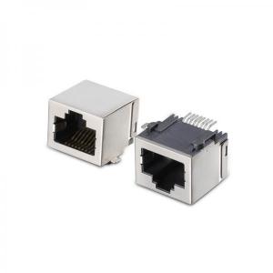 Wholesale Shielded Low Profile Rj45 Jack Right Angle Single Socket With LED , CAT6 Modular Jack from china suppliers