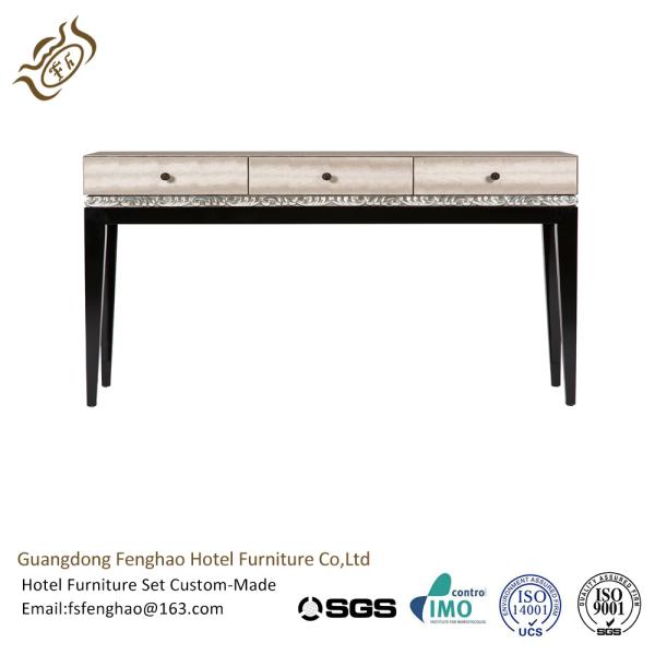 Bedroom Vintage Chic Wood Console Table Tapered Legs With Drawers