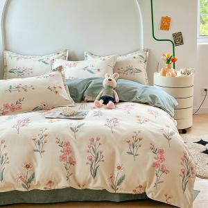 Reactive Printing Simple Flower Pattern Polyester Bedding Set for Luxury Bed