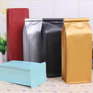 One Pound Coffee Bean Stand up Zipper Valve Block Bottom Pouch With Seal Tape