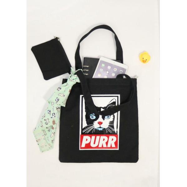 Heat Transfer Recyclable Tote Bag , Cartoon Canvas Tote Bags With Zipper