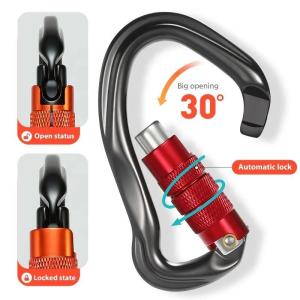 Secure Locking Aluminum Carabiner Clips with Galvanized Finish and Snap Hook