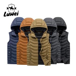 Wholesale Custom Embroidered Windbreaker Hooded Sleeveless Utility Coat Thickened Men's Gilet Quilted Waistcoat Vest from china suppliers