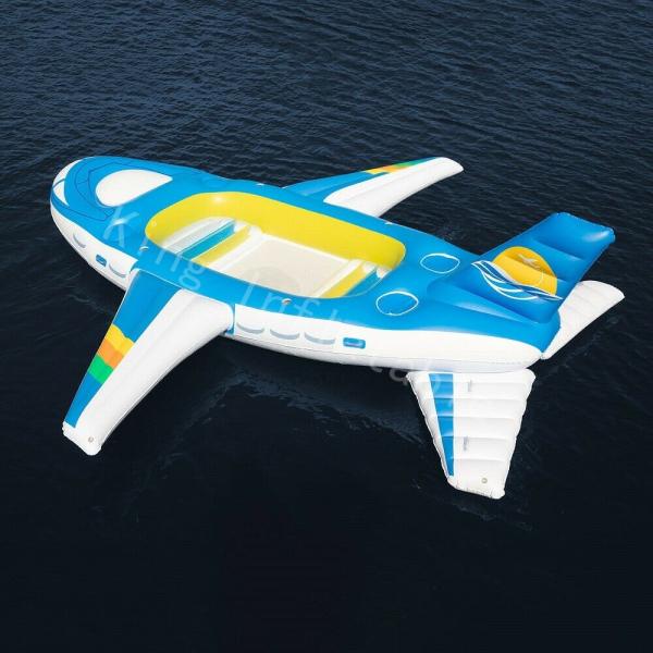 Blue 0.9mm PVC Tarpaulin Big Inflatable Water Toy Floating Airplane
