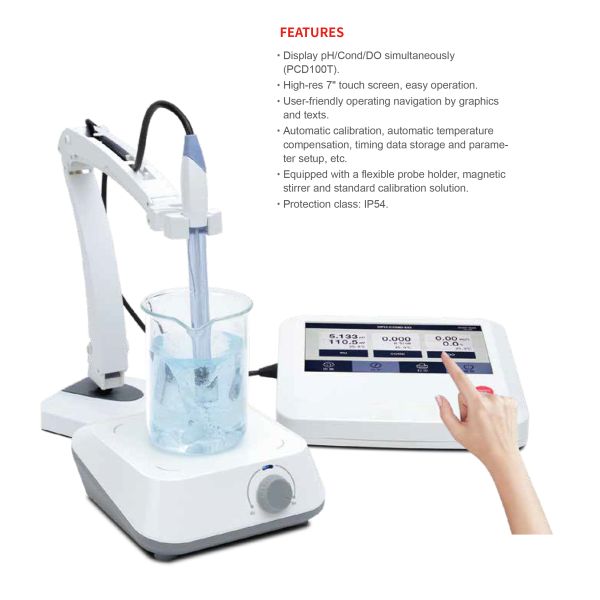 Touch Screen Laboratory Multi-Parameter PH ORP Conductivity DO Dissolved Oxygen Meter With Magnetic Stirrer