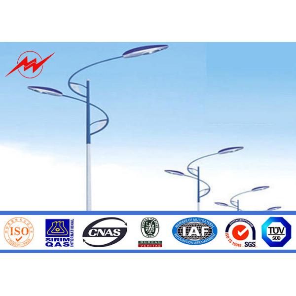 Quality Solar Power System Street Light Poles With Single Arm 9m Height 1.8 Safety Factor for sale