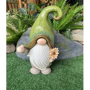 Custom Gnome Magnesium Oxide Garden Statue Rustproof With Green Dots Hat