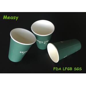 Green Single Wall Paper Cups printing , 16oz disposable cups for hot drinks