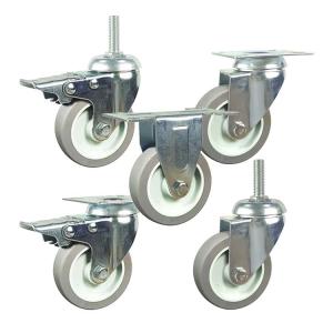 4" Swivel Head Grey TPR Floor Protecting Bolt Hole Caster Wheels