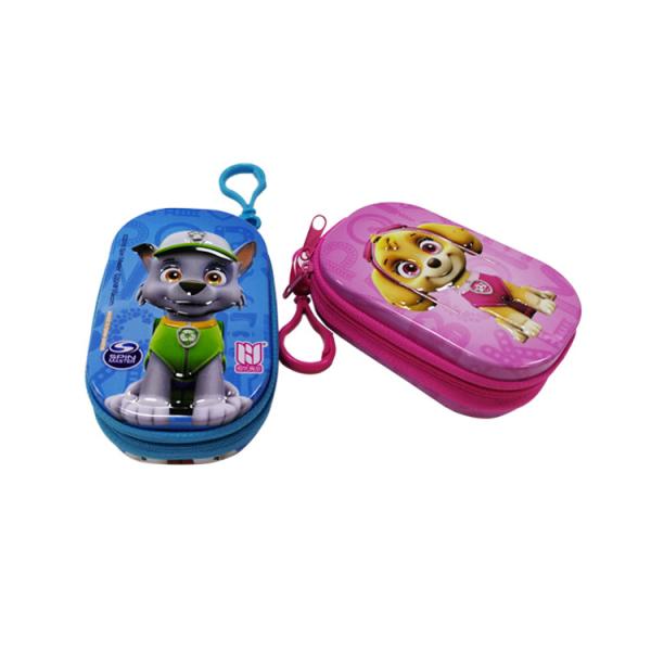 3D Embossing Cartoon Custom Tin Can Oval Zipper Metal Tin Box With Plastic