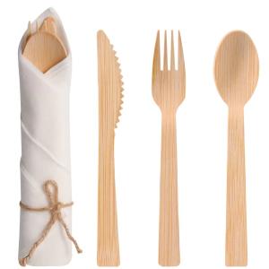 Compostable Biodegradable Travel Reusable Wooden Cutlery Sets Bulk Spoon Knife